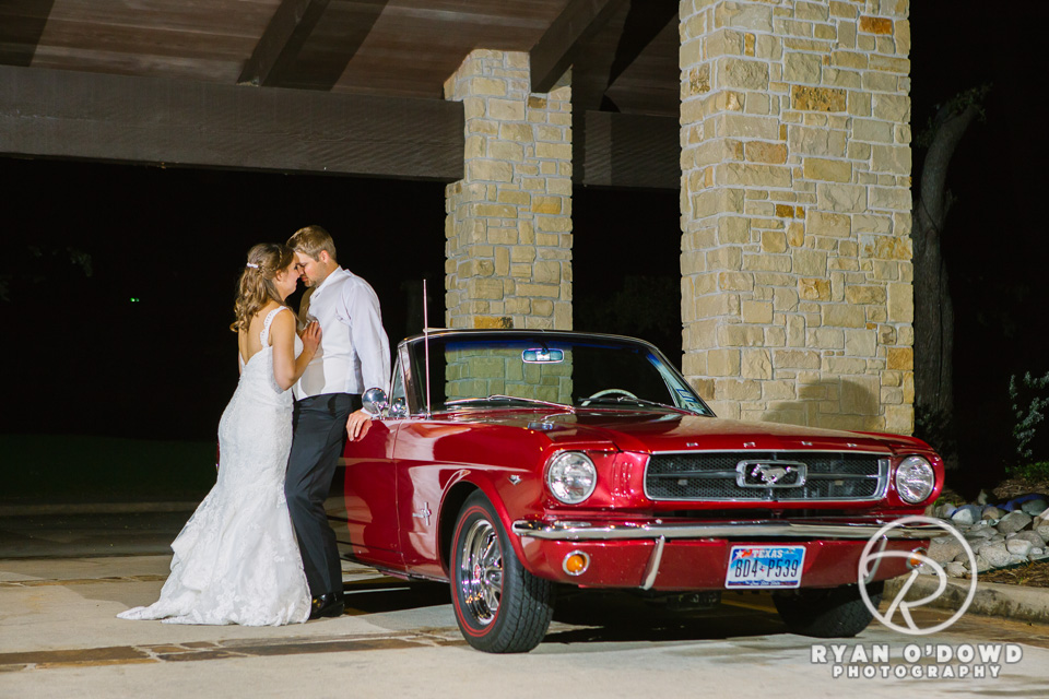 Romantic Wedding Photo with Vintage Red Mustang | Ryan O’Dowd Photography