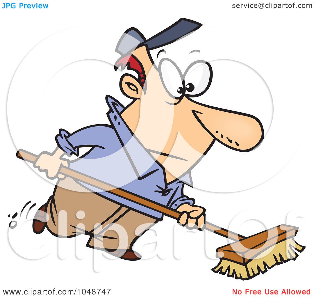 Cartoon Push Broom Stock Illustration - Download Image Now - Broom ...