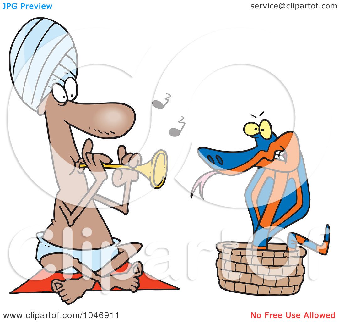 Snake Charmer Cartoon - Fun Clipart Illustration