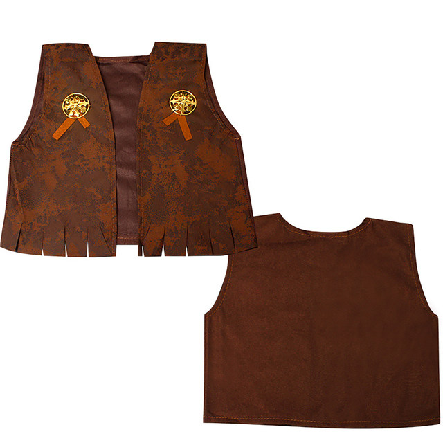 Kids' Western Fringed Vest with Gold Medallions - Costume Accessory