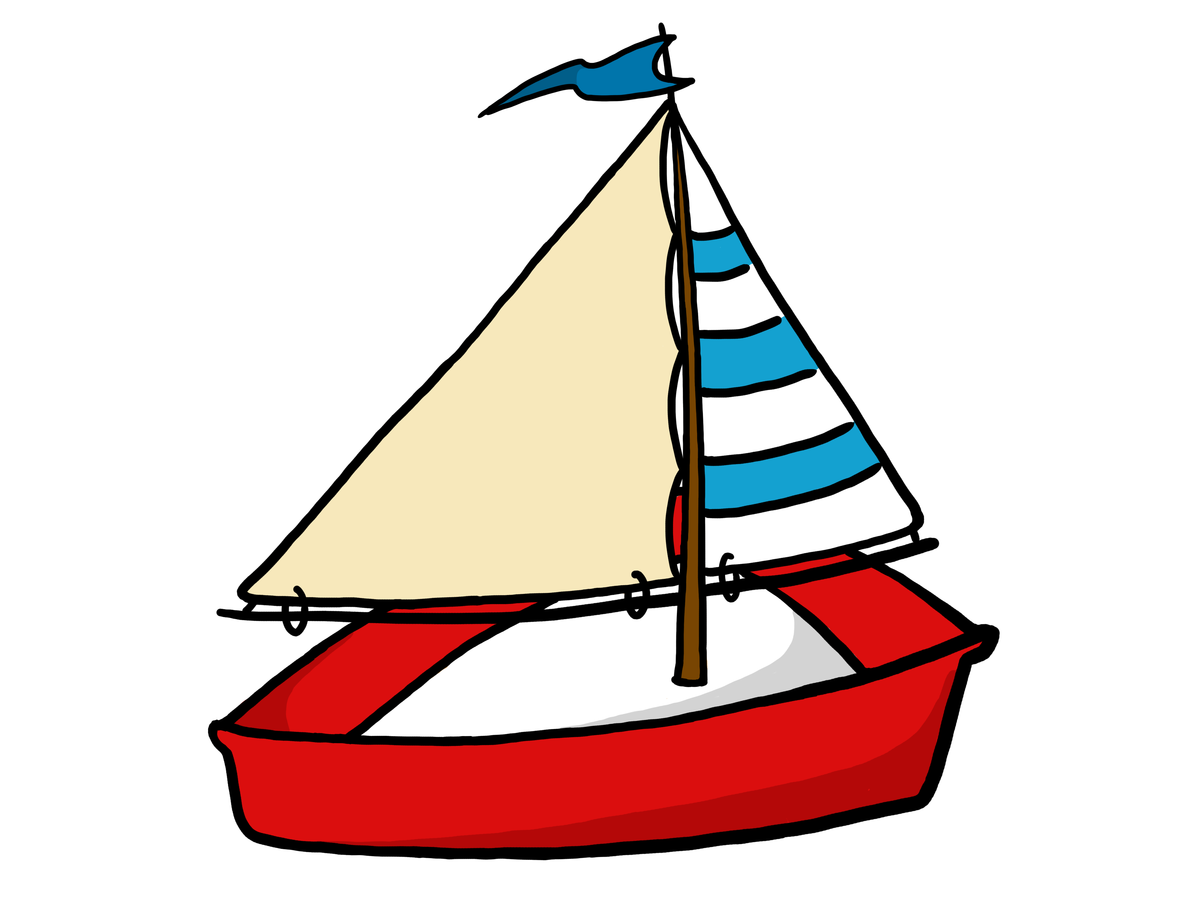 Cartoon Sailboat Illustration - Fun Nautical Clipart for Kids & Design