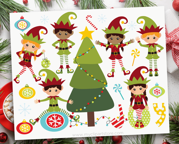 Christmas Elves Clip Art – Whimsy Clips - Clip Art Library