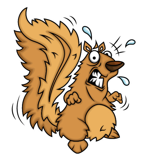 Panic-Stricken Squirrel Cartoon - Expressive Animal Illustration