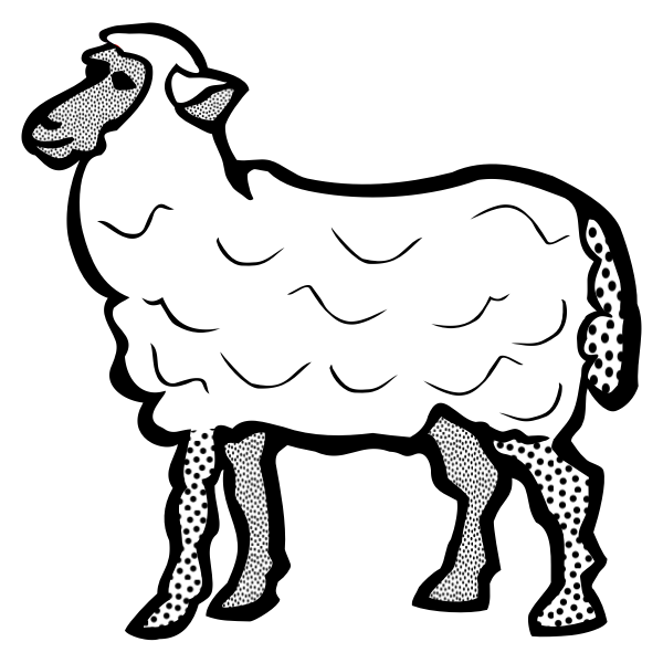 Artistic Sheep Illustration - Minimalist Black & White Design