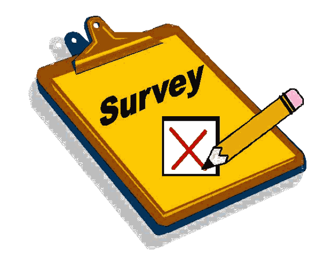 Yellow clipboard with "Survey" text, a checked box marked with a red X, and a pencil resting on it.