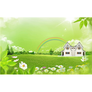 Serene Countryside Home with Rainbow - Nature & Harmony