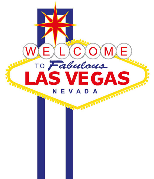 Iconic "Welcome to Fabulous Las Vegas Nevada" sign with starburst and neon-style design.