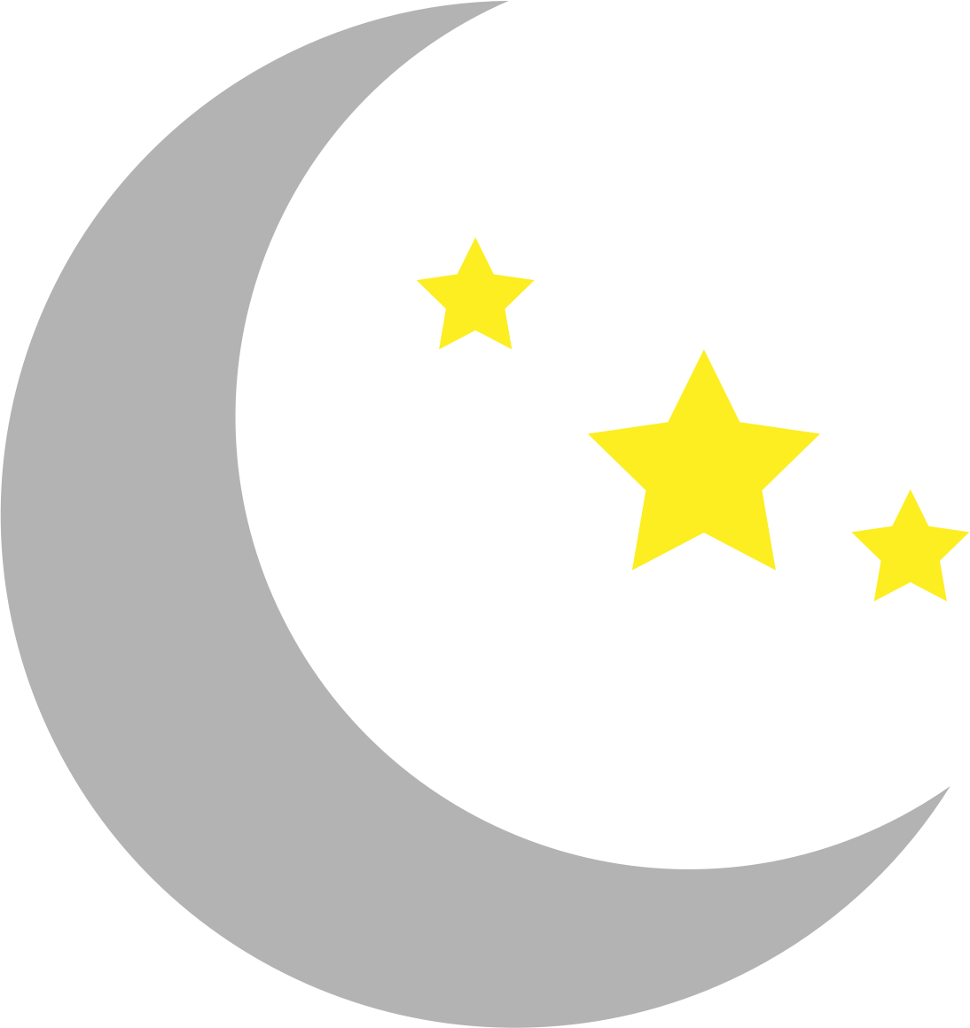 Crescent Moon and Stars Icon - Nighttime Symbol for Bedtime and Dreams