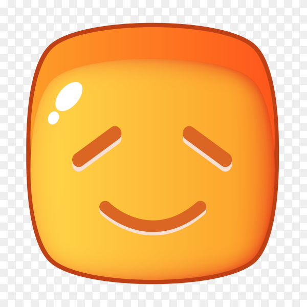 Orange glossy emoji with closed eyes and a gentle smile, conveying calm happiness or contentment.