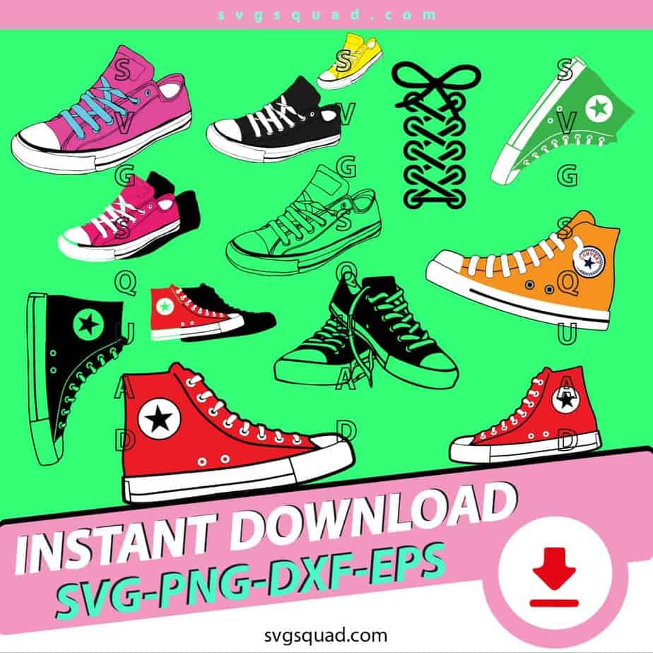 Converse Sneaker SVG Clipart Bundle - Instant Download (SVG, PNG, DXF, EPS)