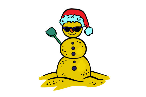 Beach Christmas Sandman Illustration - Festive Summer Holiday Art