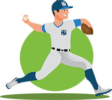 Baseball Pitcher Illustration - Dynamic Sports Graphic for Coaching & Training Sites