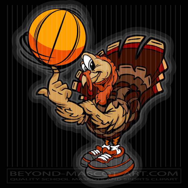 Turkey Basketball Mascot Clipart for School Sports Teams