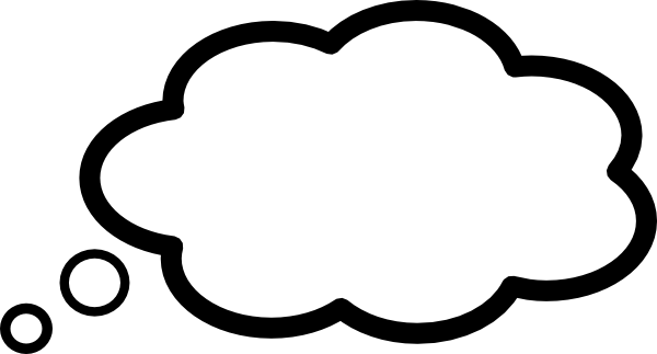 Blank thought bubble with trailing dots, symbolizing thinking, ideas, or contemplation.