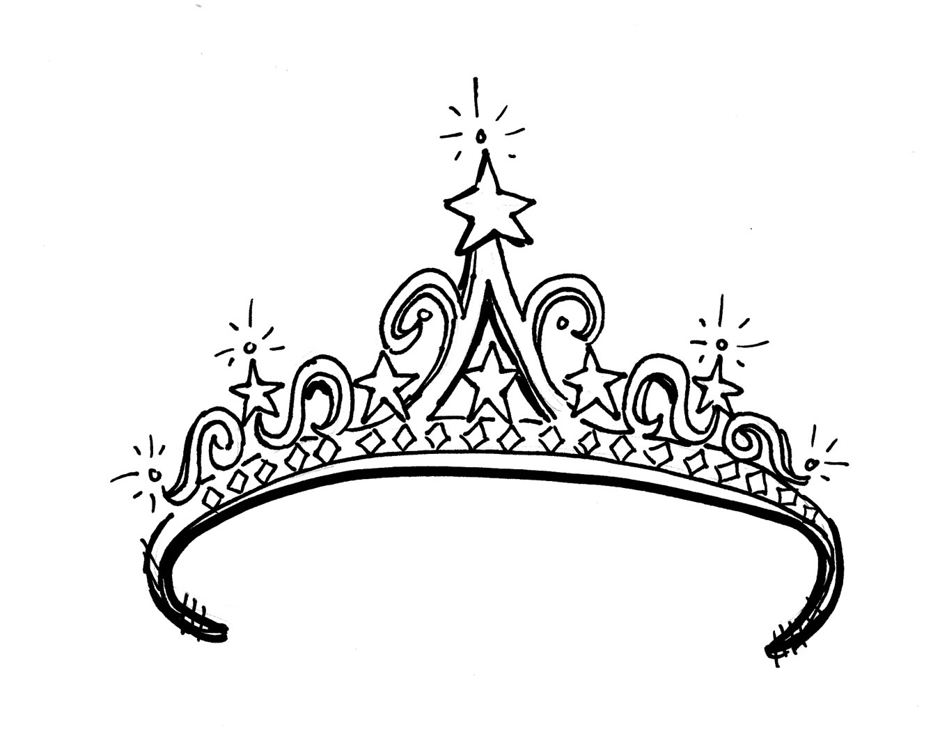 Sparkling Star Tiara Coloring Page - Free Printable Design