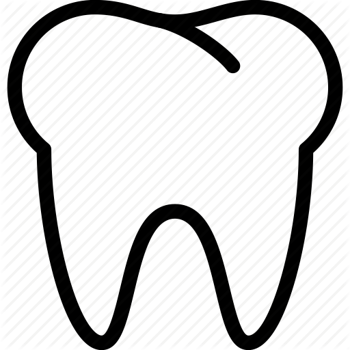 Black-and-white stylized tooth icon with diagonal hatching pattern, representing dental health or dentistry.