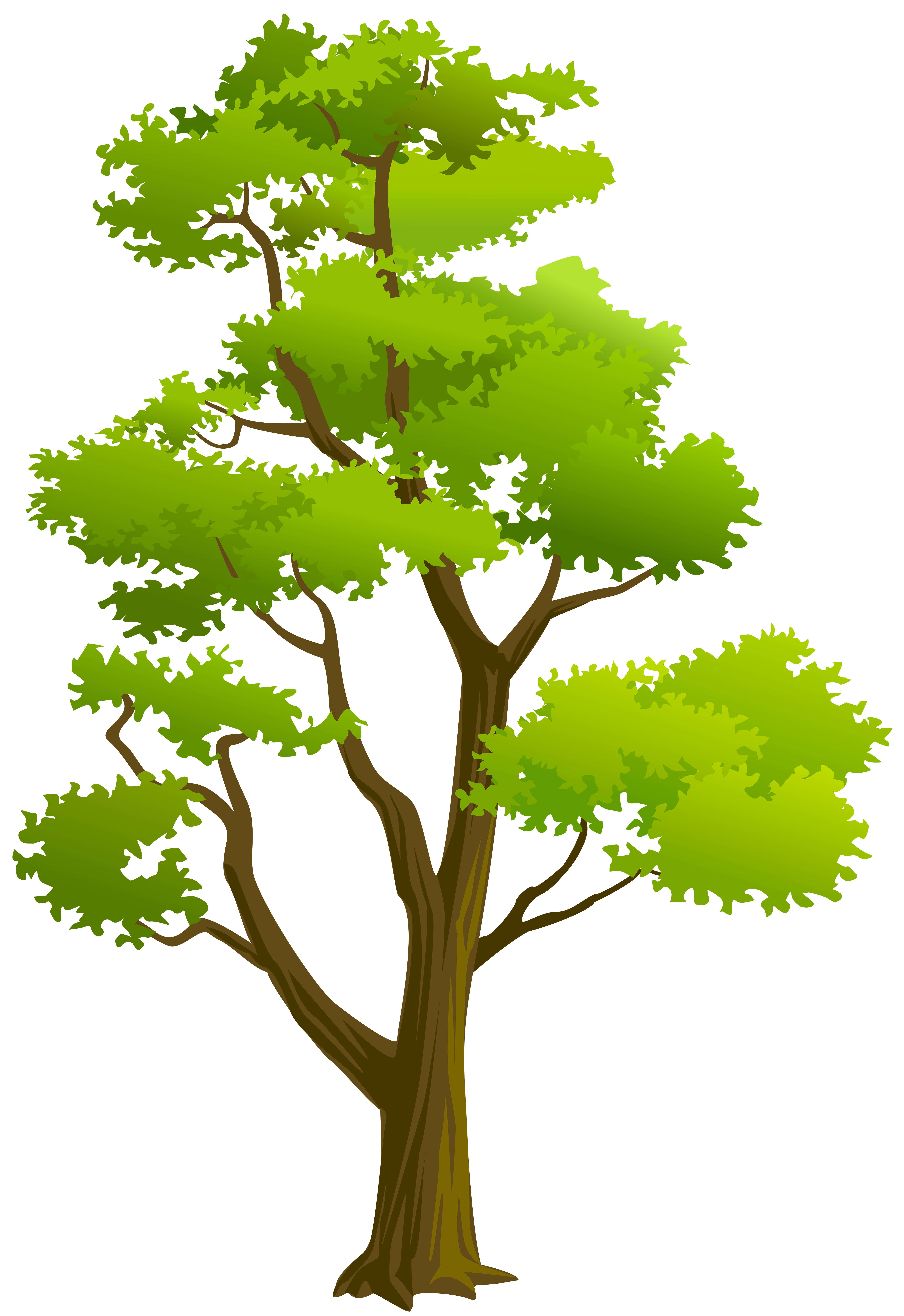 Stylized green forest scene with layered trees, sunlight filtering through canopy, and lush foliage in varying shades of green.