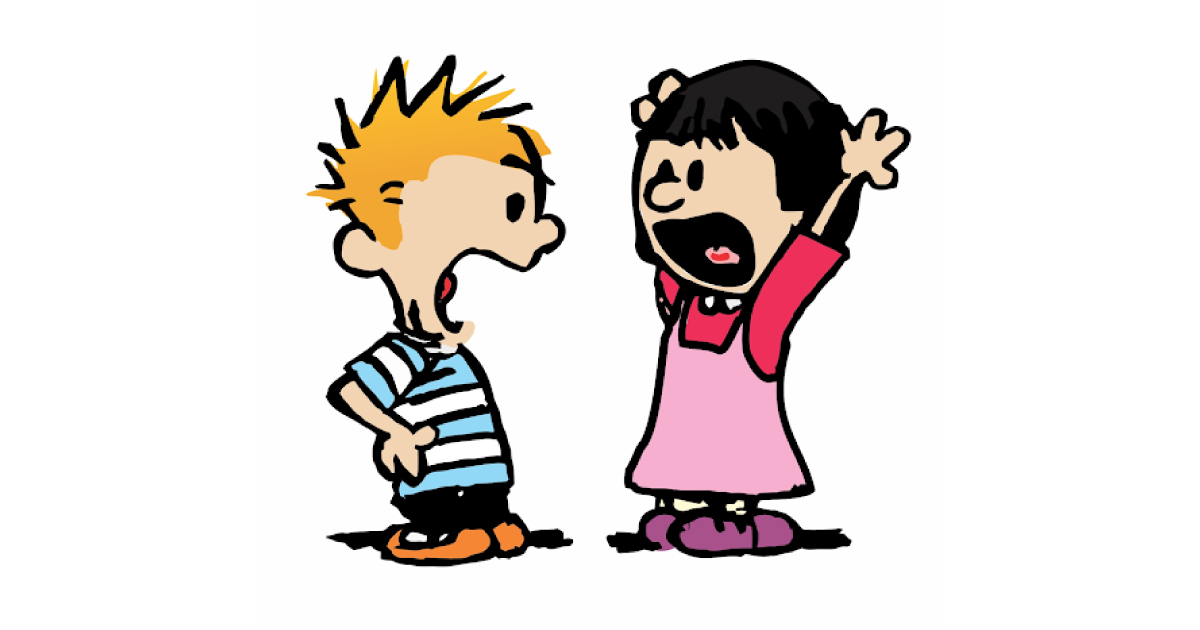 Calvin and Hobbes-Inspired Kids Arguing Cartoon - Free Illustration