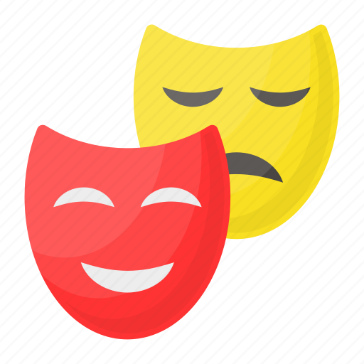 Theatrical Masks Emoticons. Characters With Different Emotions - Clip ...