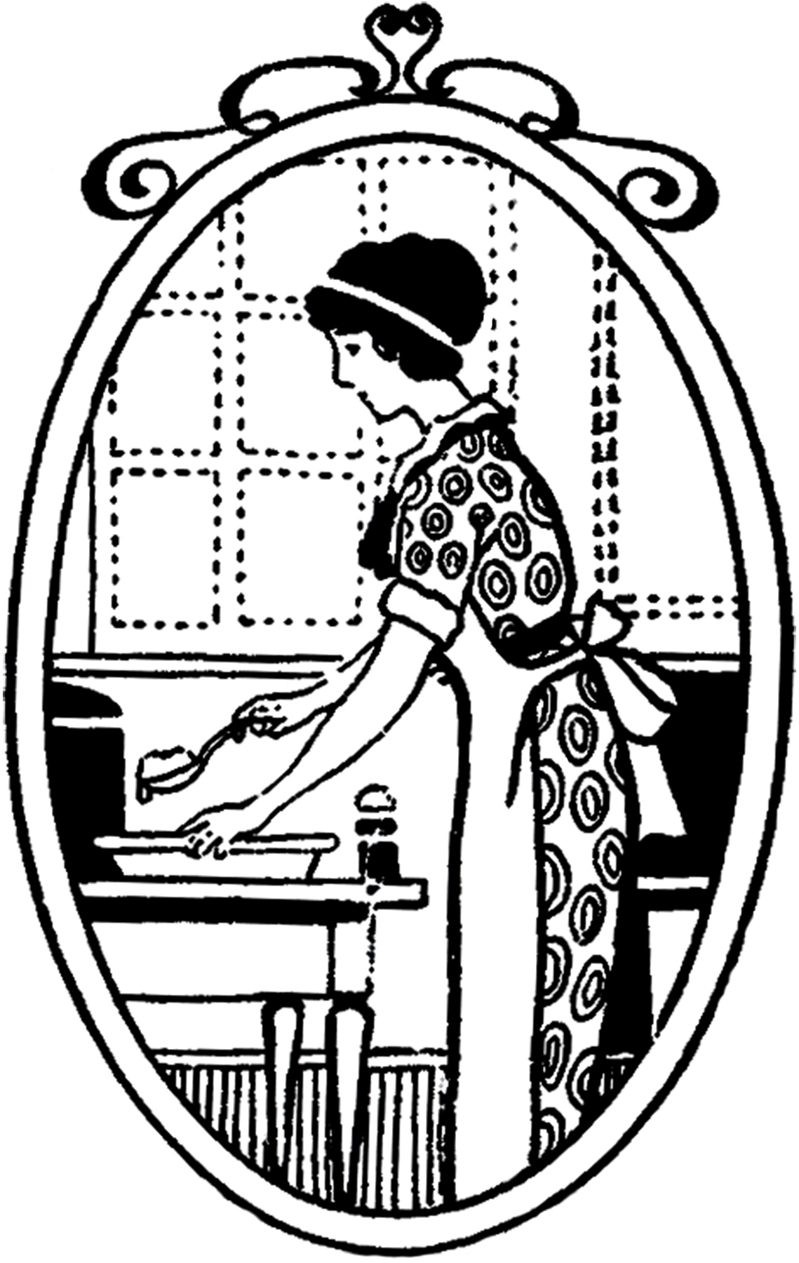 Retro Young Woman In Retro Clothes Cooking Soup In Her Kitchen Clip