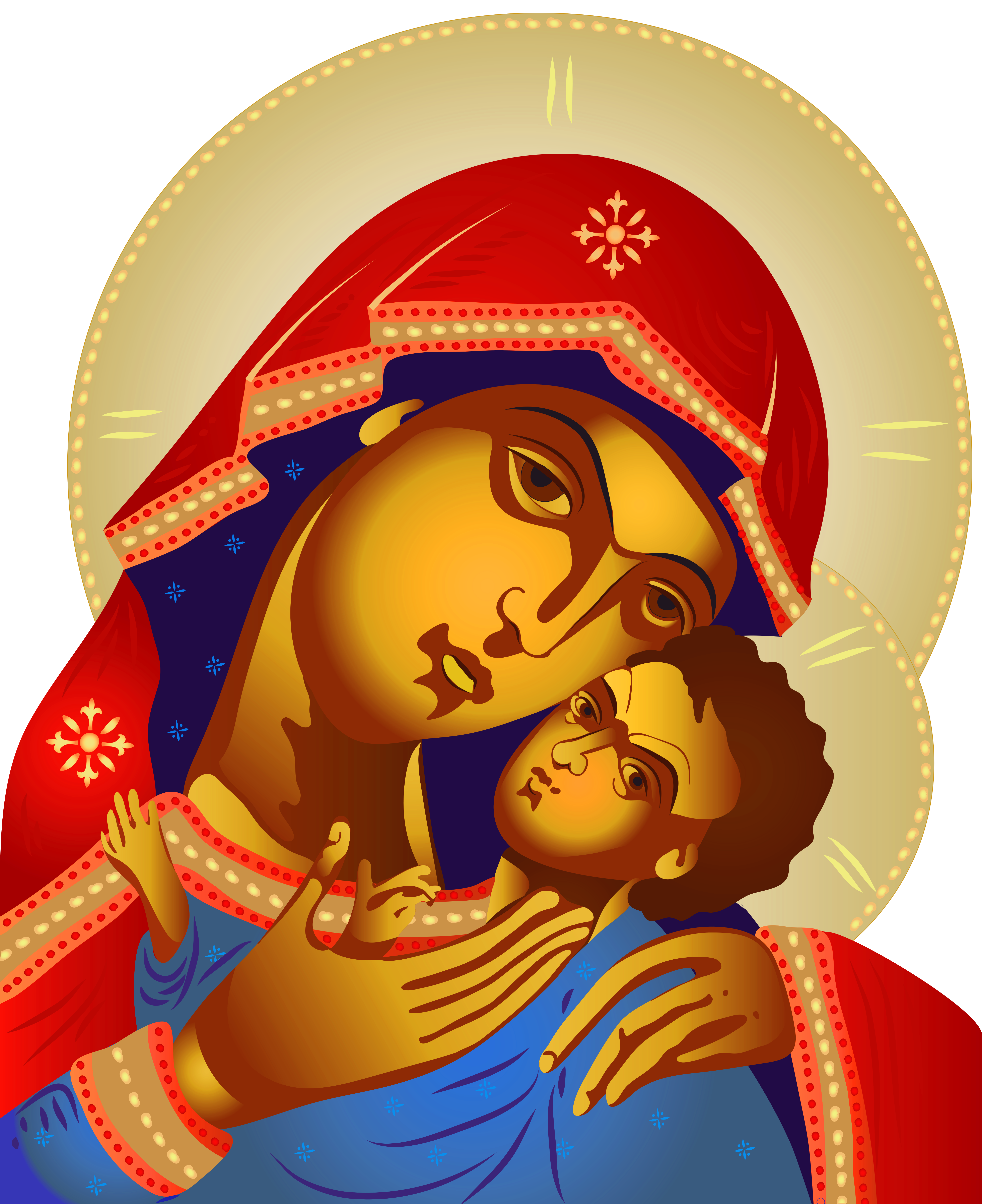 Theotokos Icon - Virgin Mary and Christ Child in Traditional Orthodox Style