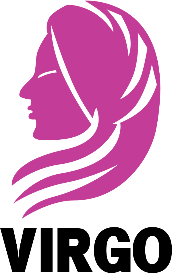 Magenta silhouette of a woman’s profile with flowing hair, stylized and elegant.