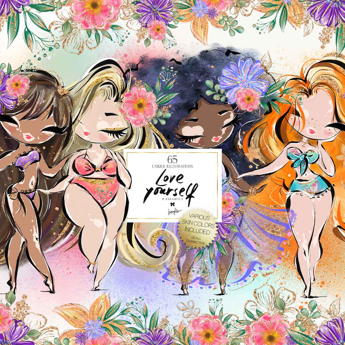Love Yourself - 65 Unique Body-Positive Illustrations by Karamfila