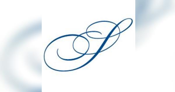 Elegant blue cursive letter 'J' with flourishes on white background