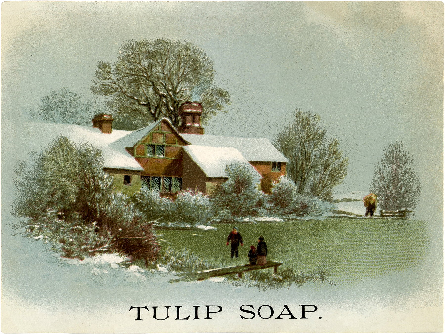 Tulip Soap Vintage Advertisement - Winter Cottage Scene