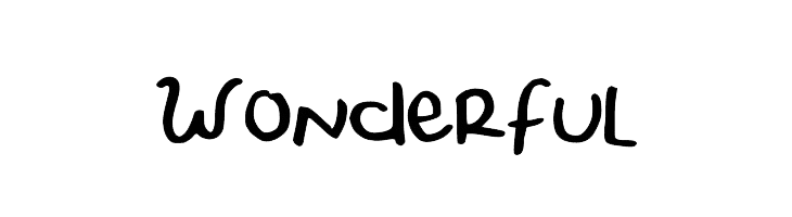 Handwritten-style black text spelling "WONDERFUL" on white background.