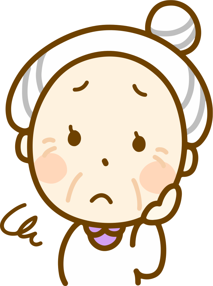 Concerned Elderly Woman Illustration - Emotional Expression Clipart