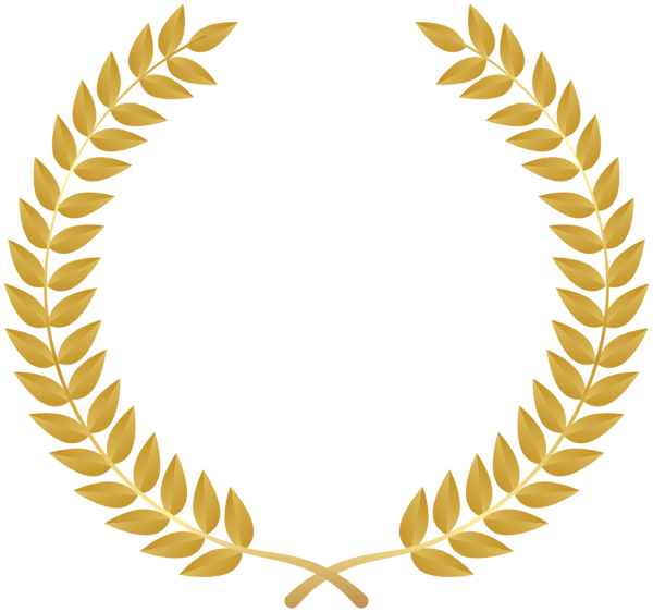 Golden laurel wreath symbolizing victory, honor, or achievement on a black background.