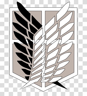 Survey Corps emblem from Attack on Titan-black and white wings on shield background.