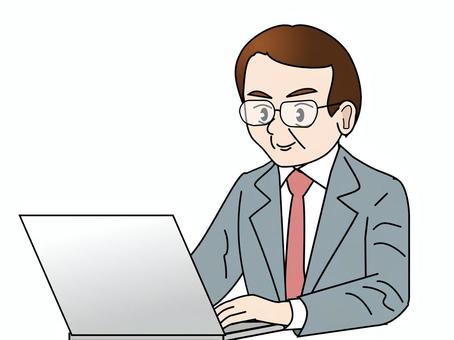 Professional Businessman Working on Laptop - Stock Illustration