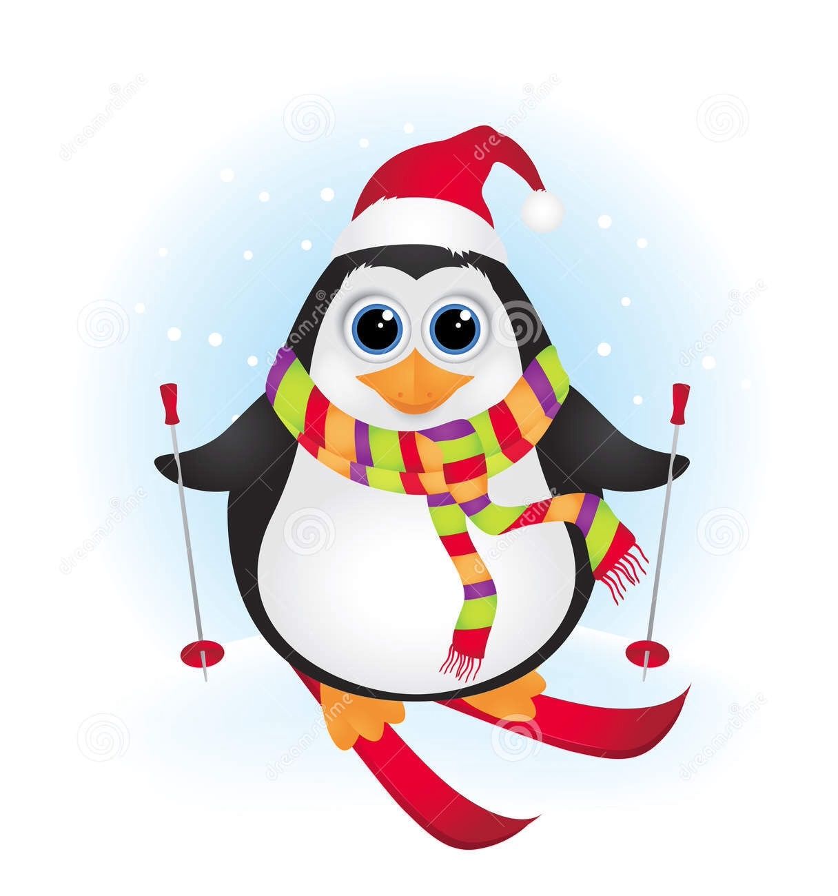 penguin skiings - Clip Art Library