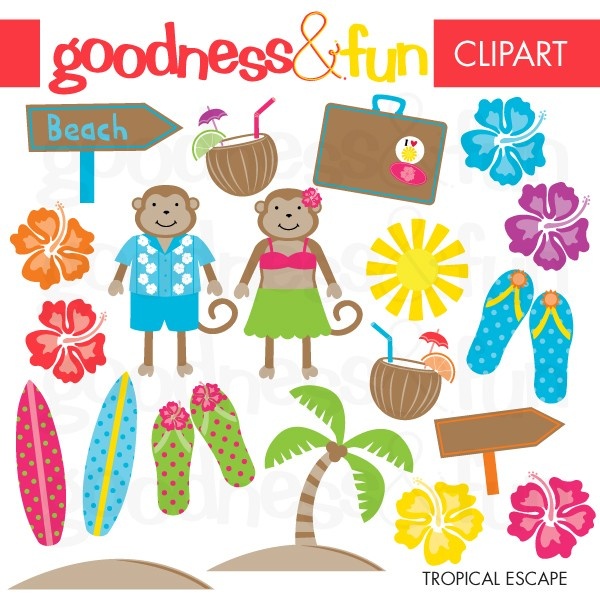 Tropical Escape Clipart - Beach & Vacation Illustrations for Designers
