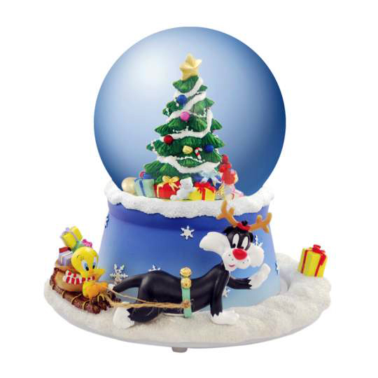 Looney Tunes Christmas Snow Globe - Sylvester & Tweety Holiday Decor