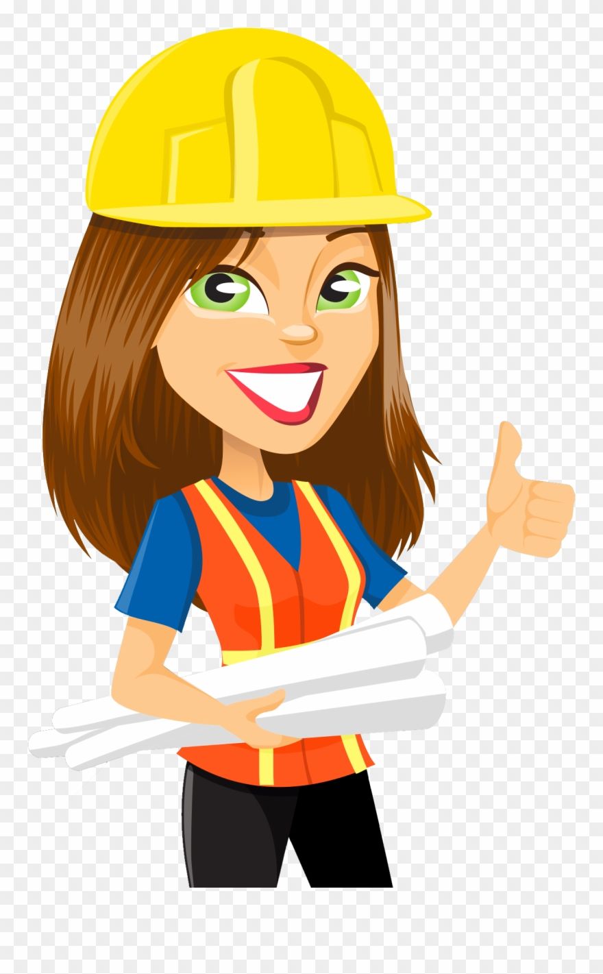 Female Construction Worker with Blueprints - Professional & Confident