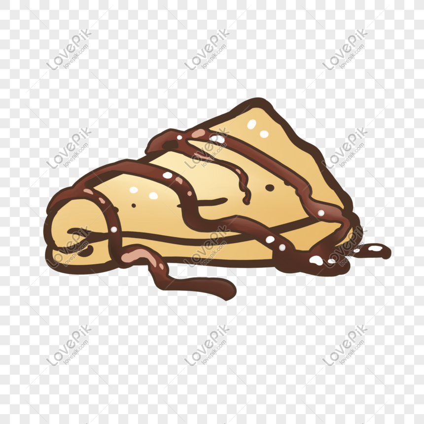 Chocolate-Drizzled Crepe Illustration | Sweet Dessert Clipart