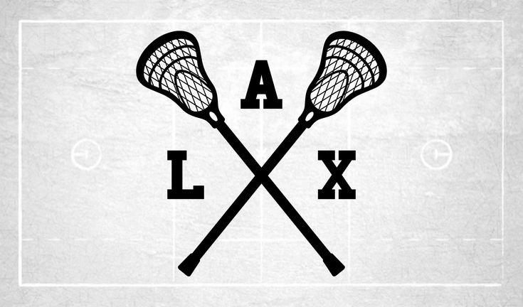 Crossed lacrosse sticks forming "LAX" logo on a field background.