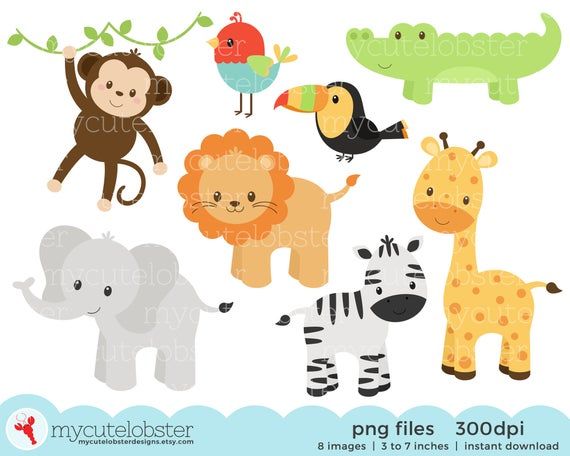 Baby Safari Animals Clipart, Jungle Baby Graphic by SArtPrint ...