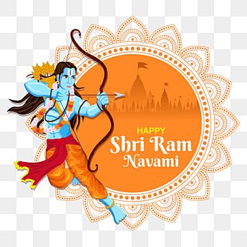 Lord Rama holding bow and arrow, celebrating Shri Ram Navami with ornate mandala background.