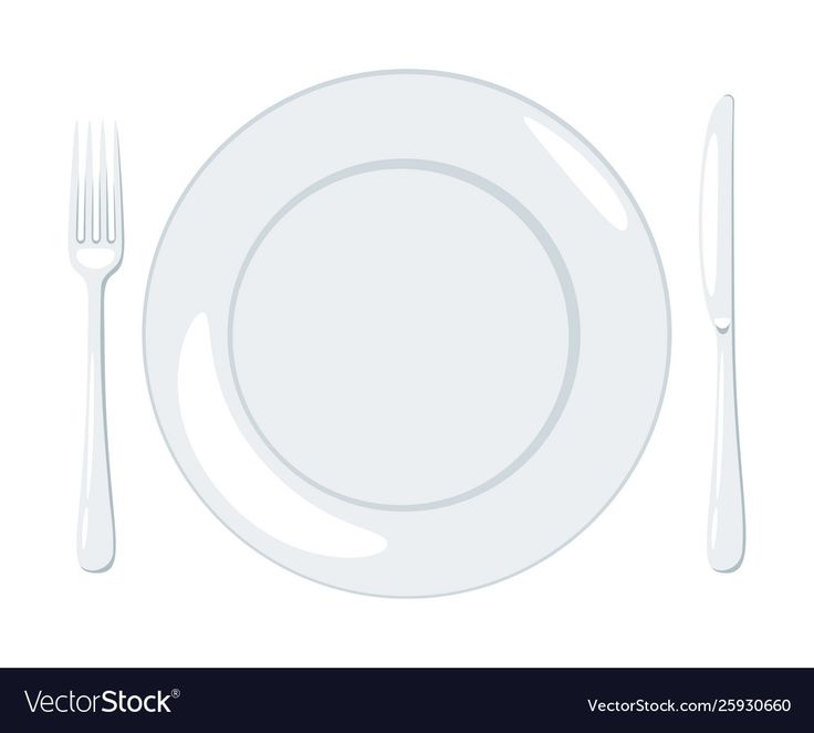 Clean Dinner Plate with Cutlery - Vector Illustration for Restaurant & Menu Design