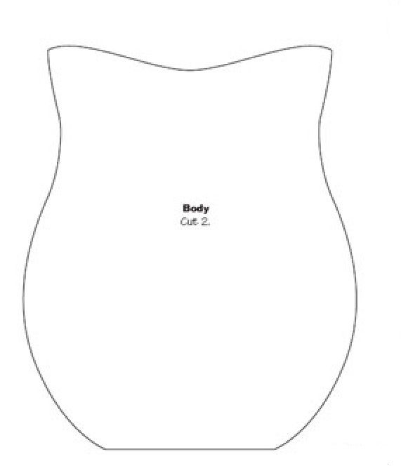 Sewing pattern outline labeled "Body Cut 2" for a curved garment piece.