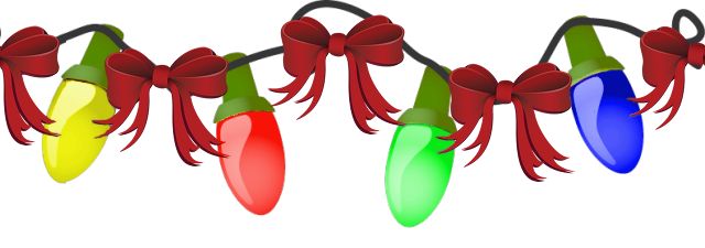 Festive Christmas Lights with Red Bows - Holiday Decoration Clipart
