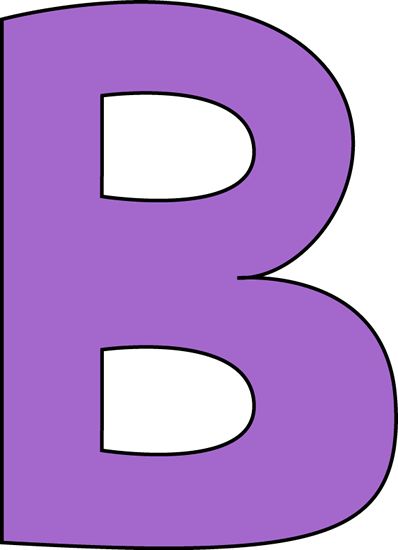 Purple uppercase letter B with black outline on white background.