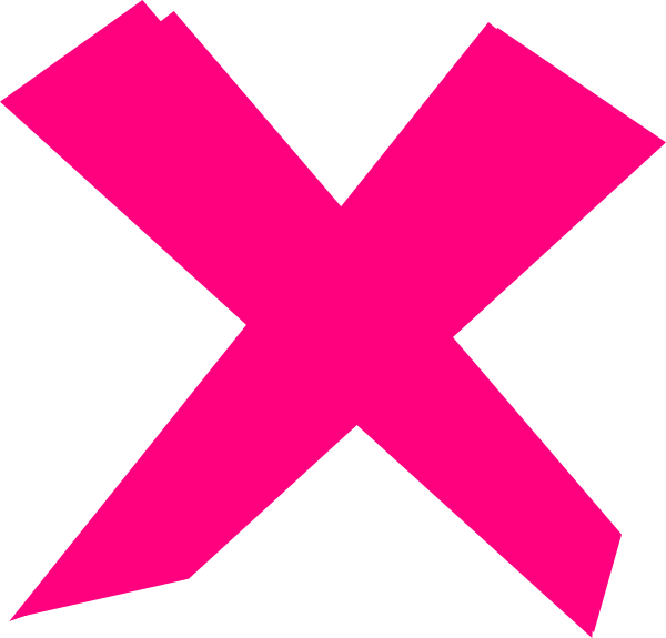 Bright pink X symbol on white background, indicating error, cancellation, or rejection.