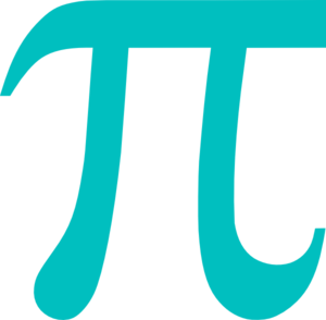 Teal-colored Greek letter π (pi) symbol on a black background, representing the mathematical constant.