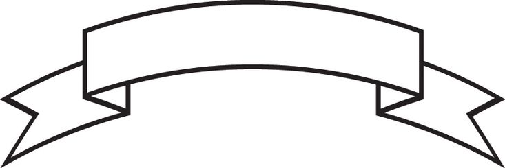 Simple black outline of a decorative ribbon banner on white background, suitable for headings or labels.