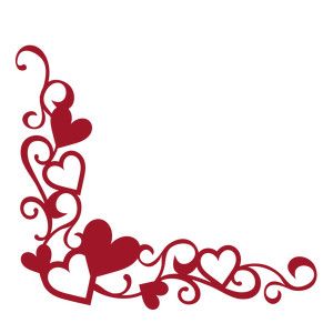 Elegant Red Heart Corner Decorative Element for Wedding or Valentine’s Designs